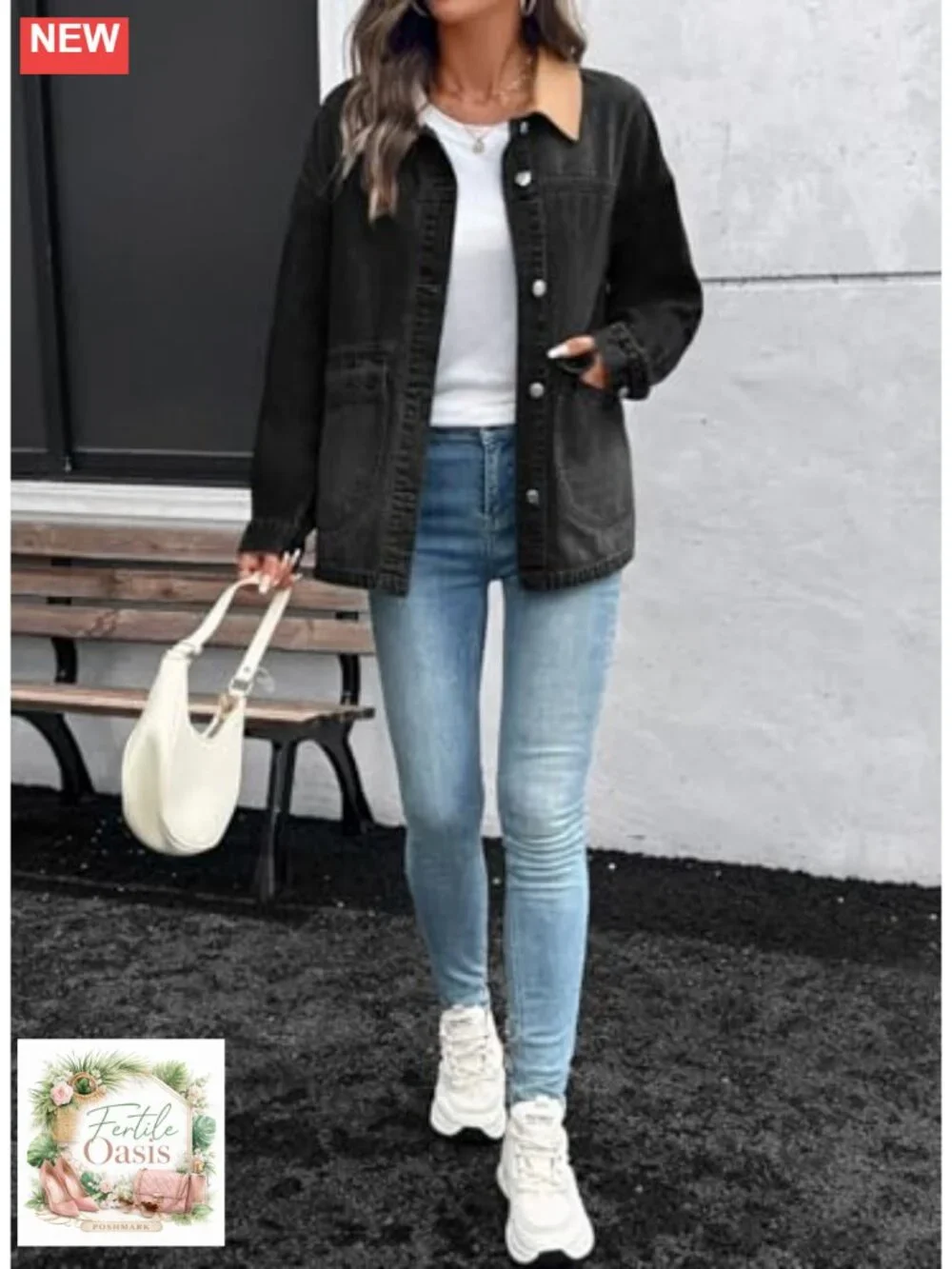 Womens Oversized Denim Jean Jacket Button Down Barn Coat Relaxed Fit
